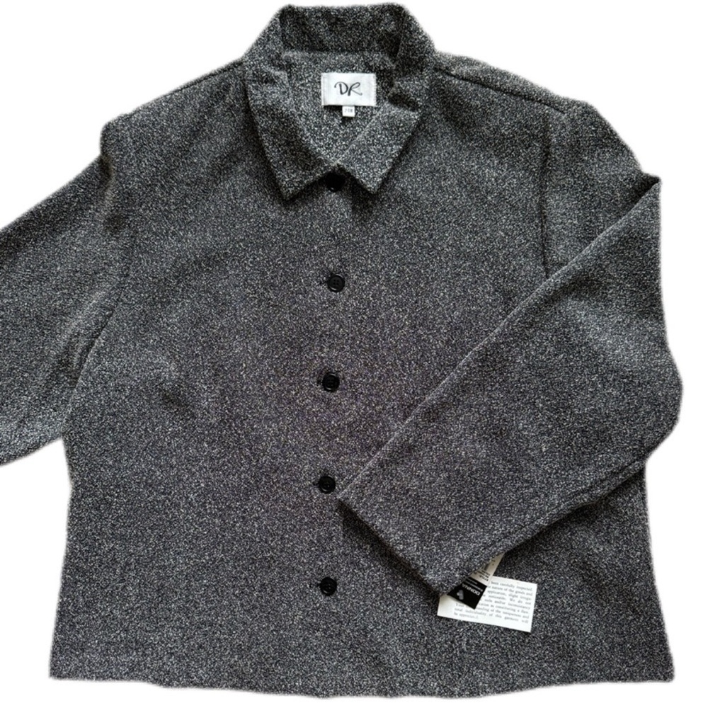 New DR Donna Ricco size 24W jacket shacket sweater soft neutral buttons NWT